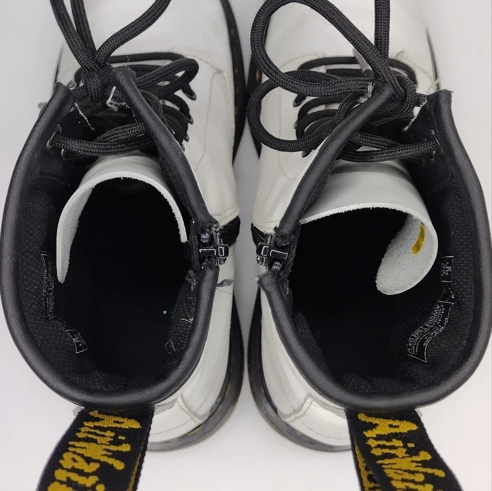 Dr Martens 1460 J White Lace Up Combat Boots Sz 3